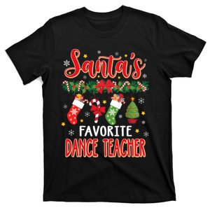 SantaS Favorite Dance Teacher Santa Hat Xmas T-Shirt