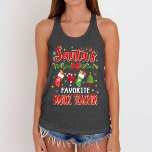 SantaS Favorite Dance Teacher Santa Hat Xmas Women's Knotted Racerback Tank