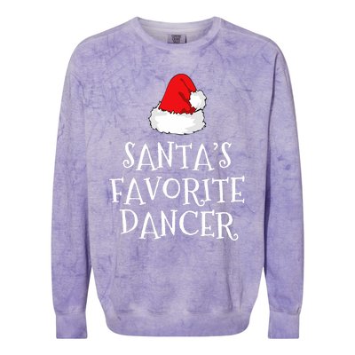 SantaS Favorite Dancer Christmas Hat Funny Dancing Dance Colorblast Crewneck Sweatshirt