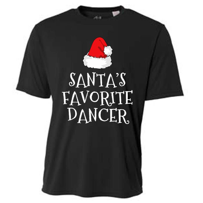 SantaS Favorite Dancer Christmas Hat Funny Dancing Dance Cooling Performance Crew T-Shirt