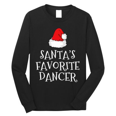 SantaS Favorite Dancer Christmas Hat Funny Dancing Dance Long Sleeve Shirt