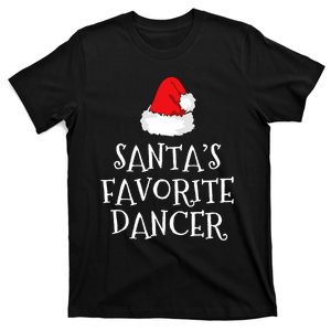 SantaS Favorite Dancer Christmas Hat Funny Dancing Dance T-Shirt