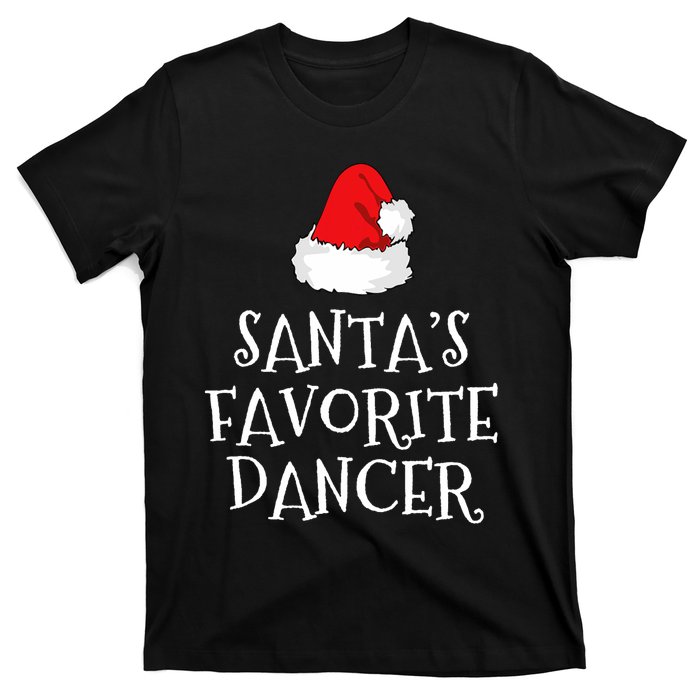 SantaS Favorite Dancer Christmas Hat Funny Dancing Dance T-Shirt