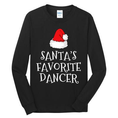 SantaS Favorite Dancer Christmas Hat Funny Dancing Dance Tall Long Sleeve T-Shirt