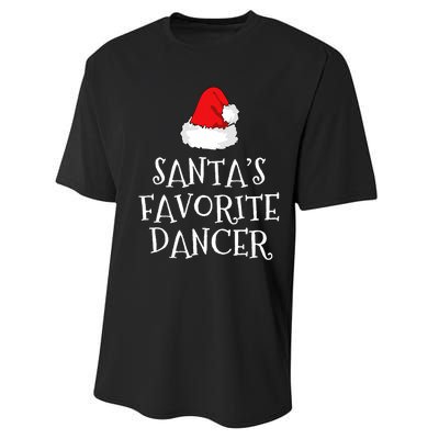 SantaS Favorite Dancer Christmas Hat Funny Dancing Dance Performance Sprint T-Shirt