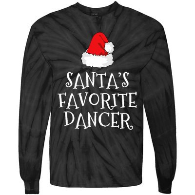 SantaS Favorite Dancer Christmas Hat Funny Dancing Dance Tie-Dye Long Sleeve Shirt