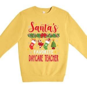 SantaS Favorite Daycare Teacher Santa Hat Xmas Premium Crewneck Sweatshirt