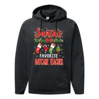 SantaS Favorite Daycare Teacher Santa Hat Xmas Performance Fleece Hoodie