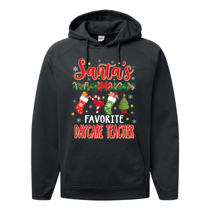 SantaS Favorite Daycare Teacher Santa Hat Xmas Performance Fleece Hoodie