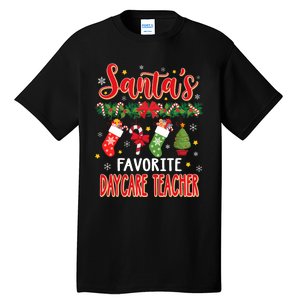 SantaS Favorite Daycare Teacher Santa Hat Xmas Tall T-Shirt