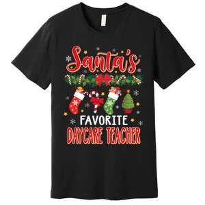 SantaS Favorite Daycare Teacher Santa Hat Xmas Premium T-Shirt