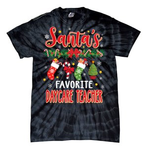 SantaS Favorite Daycare Teacher Santa Hat Xmas Tie-Dye T-Shirt