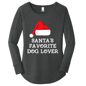 SantaS Favorite Dog Lover Christmas Hat Funny Xmas Women's Perfect Tri Tunic Long Sleeve Shirt