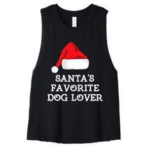 SantaS Favorite Dog Lover Christmas Hat Funny Xmas Women's Racerback Cropped Tank