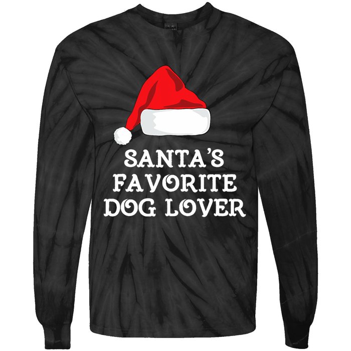 SantaS Favorite Dog Lover Christmas Hat Funny Xmas Tie-Dye Long Sleeve Shirt