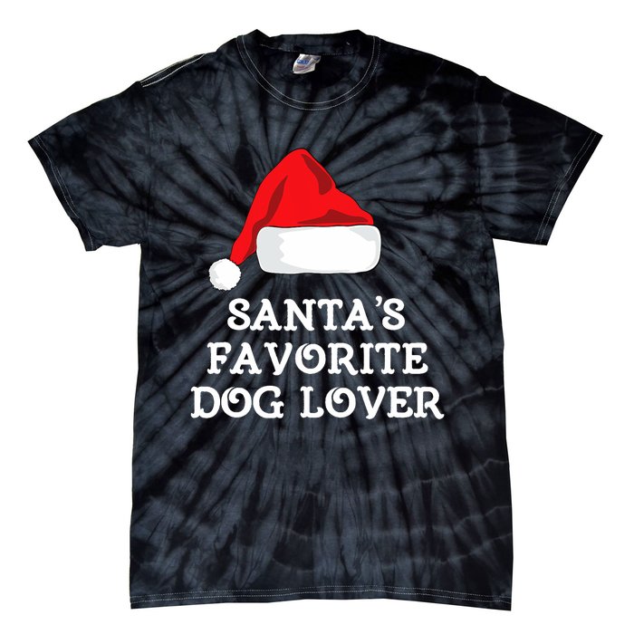 SantaS Favorite Dog Lover Christmas Hat Funny Xmas Tie-Dye T-Shirt