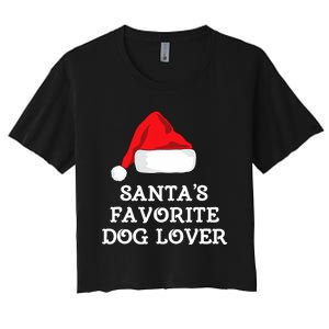 SantaS Favorite Dog Lover Christmas Hat Funny Xmas Women's Crop Top Tee