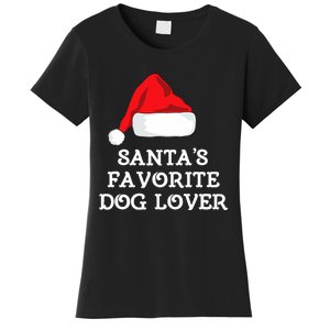 SantaS Favorite Dog Lover Christmas Hat Funny Xmas Women's T-Shirt