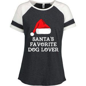 SantaS Favorite Dog Lover Christmas Hat Funny Xmas Enza Ladies Jersey Colorblock Tee