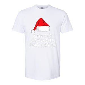 SantaS Favorite Dog Lover Christmas Hat Funny Xmas Softstyle CVC T-Shirt