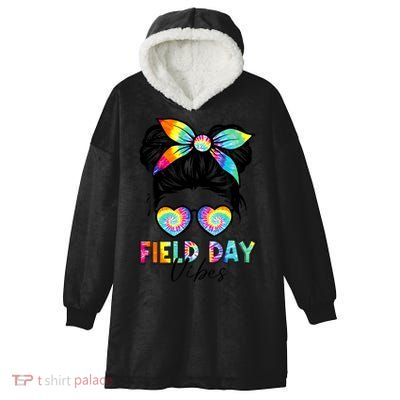 School Field Day Fun Tie Dye Field Day 2025 Girl Hooded Wearable Blanket