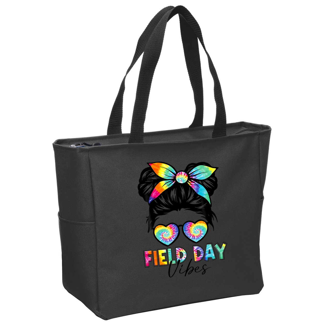 School Field Day Fun Tie Dye Field Day 2025 Girl Zip Tote Bag