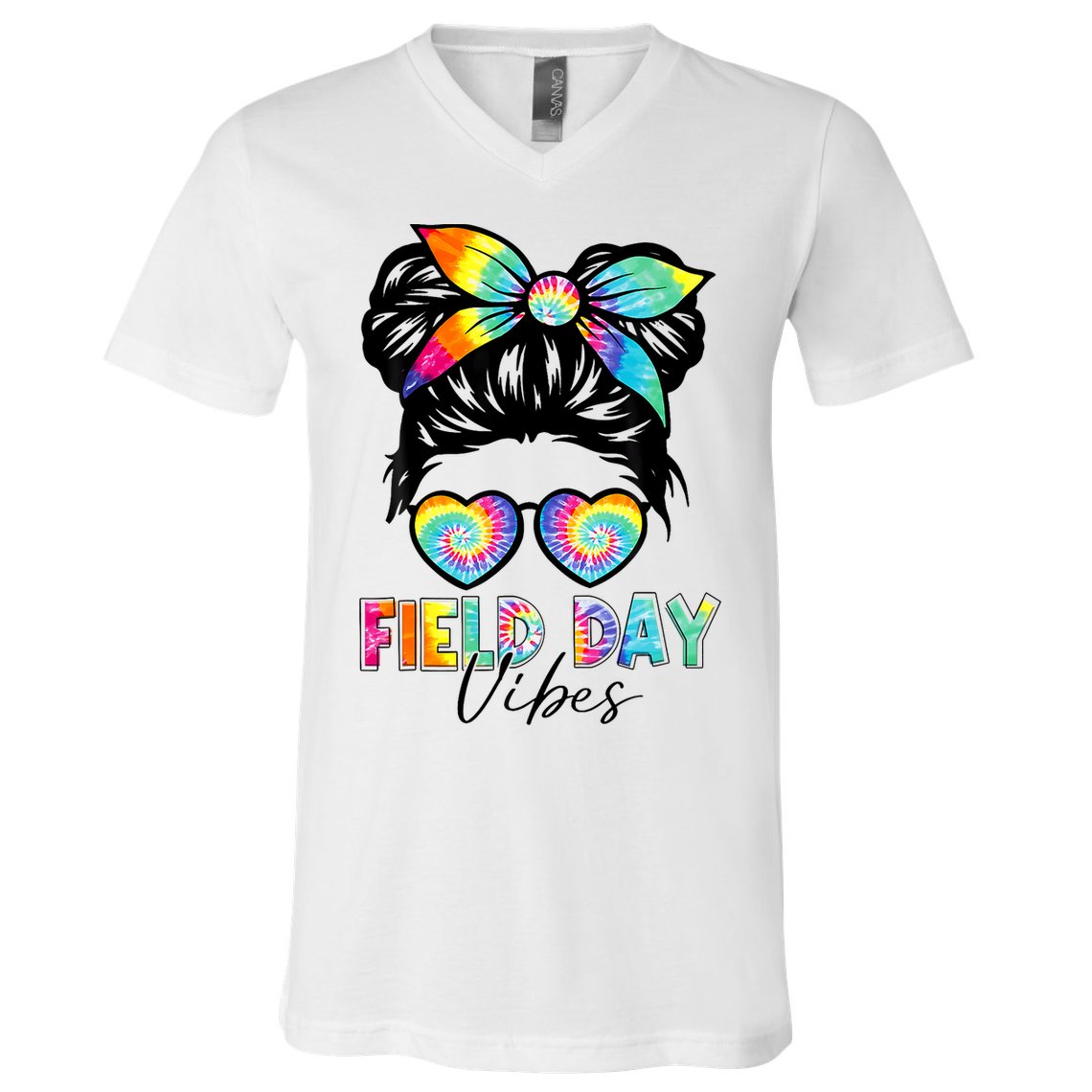 School Field Day Fun Tie Dye Field Day 2025 Girl V-Neck T-Shirt