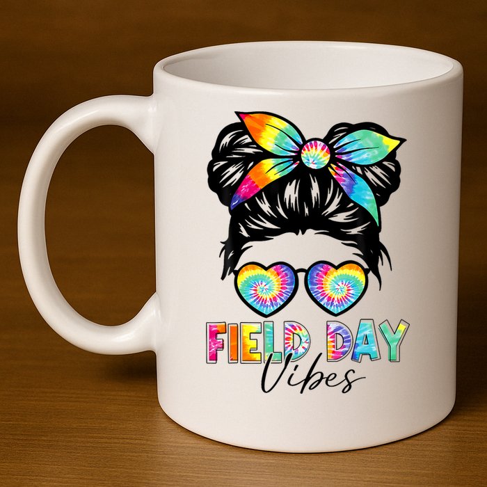 School Field Day Fun Tie Dye Field Day 2025 Girl 11oz C Handle Ceramic Mug