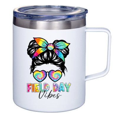 School Field Day Fun Tie Dye Field Day 2025 Girl 12oz Stainless Steel Coffee Mug