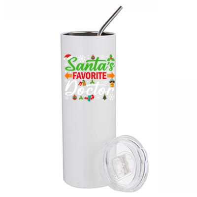 SantaS Favorite Doctor Meaningful Gift Funny Christmas Xmas Funny Gift Stainless Steel Tumbler