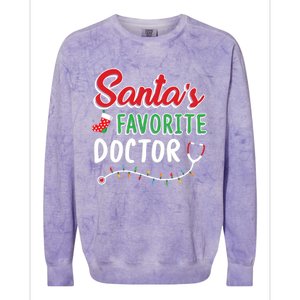 SantaS Favorite Doctor Merry Xmas Claus Stethoscope Gift Colorblast Crewneck Sweatshirt