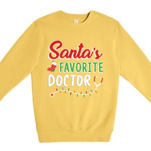 SantaS Favorite Doctor Merry Xmas Claus Stethoscope Gift Premium Crewneck Sweatshirt