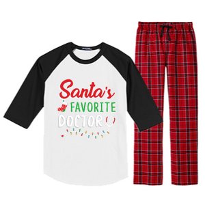 SantaS Favorite Doctor Merry Xmas Claus Stethoscope Gift Raglan Sleeve Pajama Set