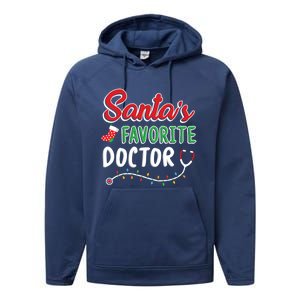 SantaS Favorite Doctor Merry Xmas Claus Stethoscope Gift Performance Fleece Hoodie