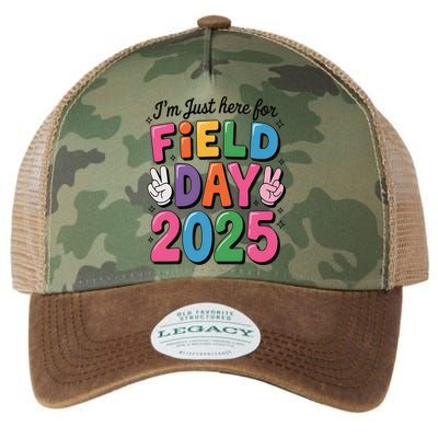 School Field Day Teacher Im Just Here For Field Day 2025 Legacy Tie Dye Trucker Hat