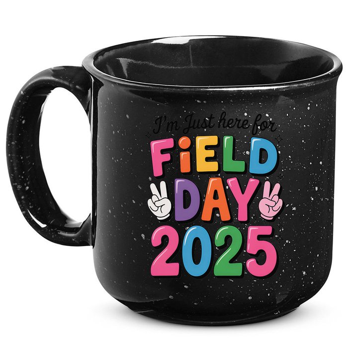 School Field Day Teacher Im Just Here For Field Day 2025 15oz Campfire Ceramic Mug