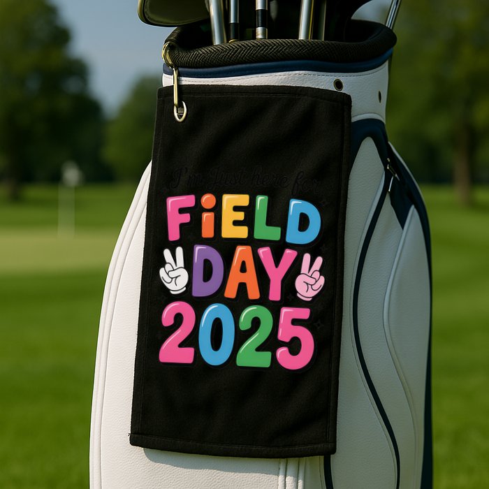 School Field Day Teacher Im Just Here For Field Day 2025 Golf Towel