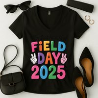 School Field Day Teacher Im Just Here For Field Day 2025 Women's V-Neck T-Shirt