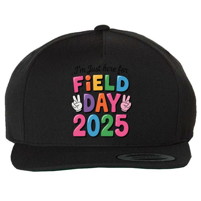 School Field Day Teacher Im Just Here For Field Day 2025 Wool Snapback Cap
