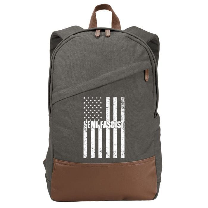Semi Fascist Distressed USA American Flag Cotton Canvas Backpack