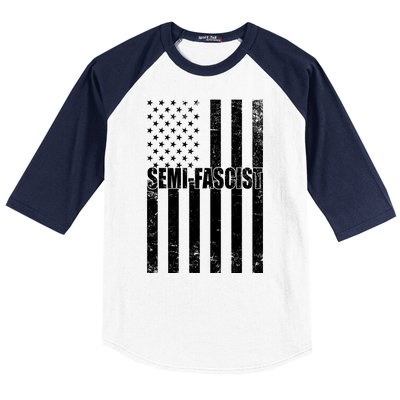 Semi Fascist Distressed USA American Flag Baseball Sleeve Shirt