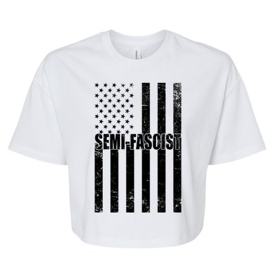 Semi Fascist Distressed USA American Flag Bella+Canvas Jersey Crop Tee