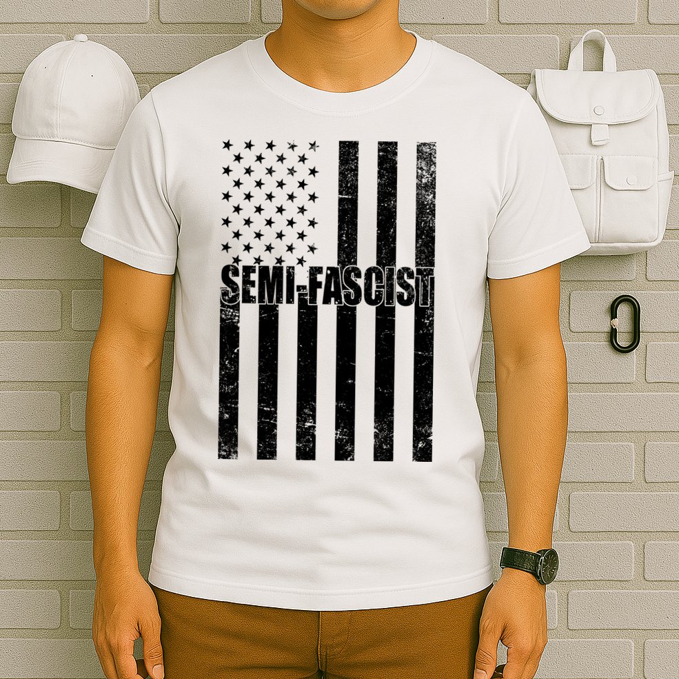 Semi Fascist Distressed USA American Flag T-Shirt