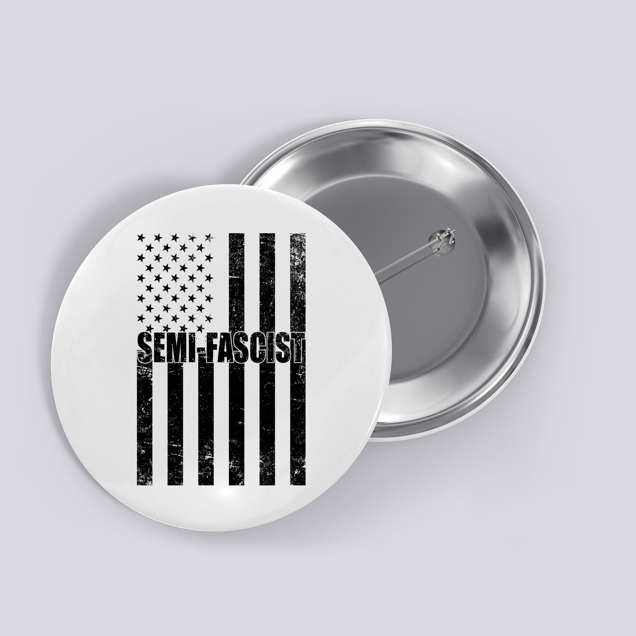 Semi Fascist Distressed USA American Flag Button