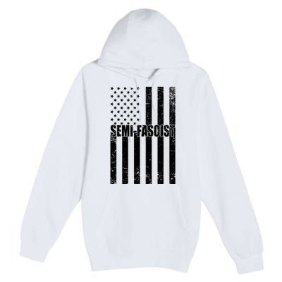 Semi Fascist Distressed USA American Flag Premium Pullover Hoodie