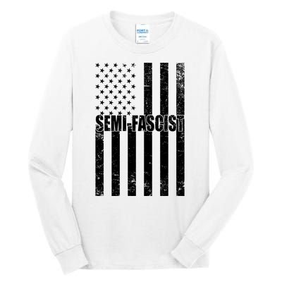 Semi Fascist Distressed USA American Flag Tall Long Sleeve T-Shirt