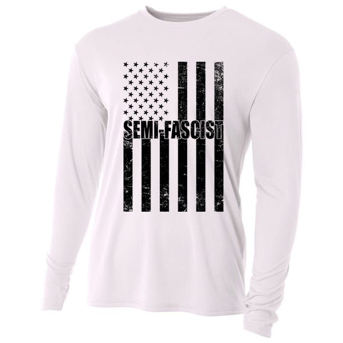 Semi Fascist Distressed USA American Flag Cooling Performance Long Sleeve Crew