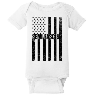 Semi Fascist Distressed USA American Flag Baby Bodysuit