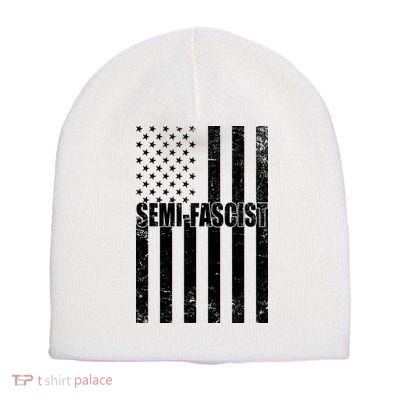 Semi Fascist Distressed USA American Flag Short Acrylic Beanie