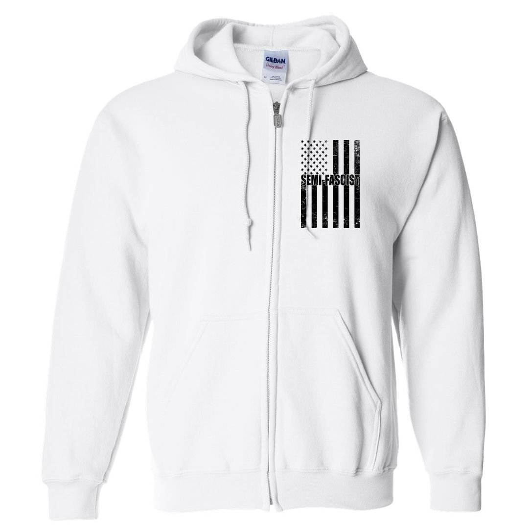 Semi Fascist Distressed USA American Flag Full Zip Hoodie